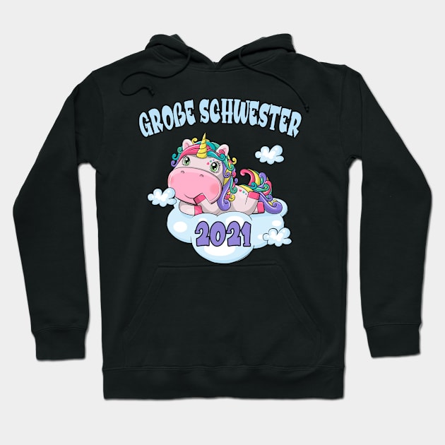 Einhorn Große Schwester 2021 Schwestern Hoodie by Foxxy Merch